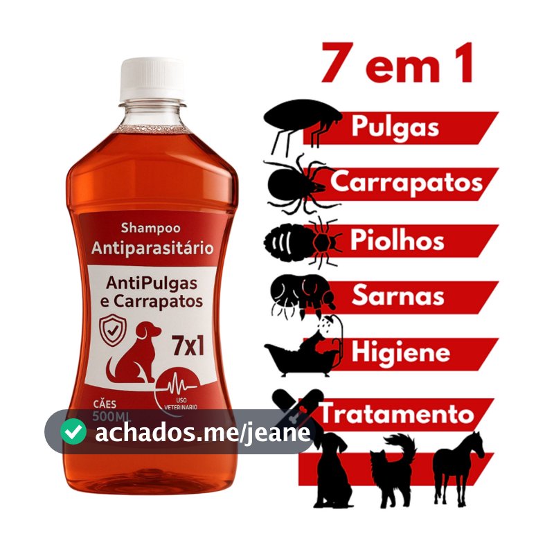 Shampoo para Cachorro Anti Pulgas Carrapatos - 7 em 1 Pet Cães 500ml