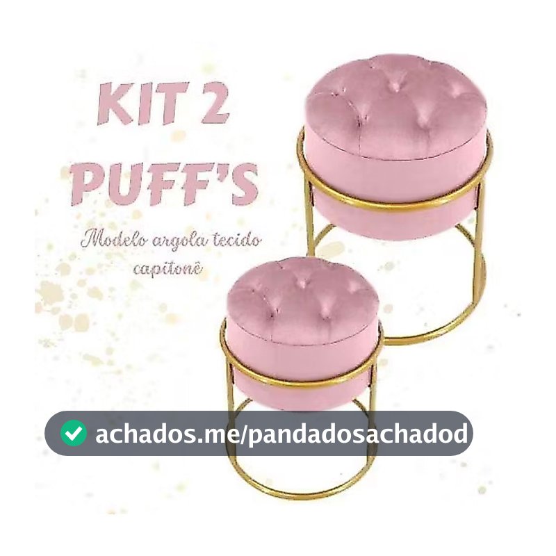 kit 2 Puffs Banqueta Argola Capetone Banco Decoração de Sala Penteadeira