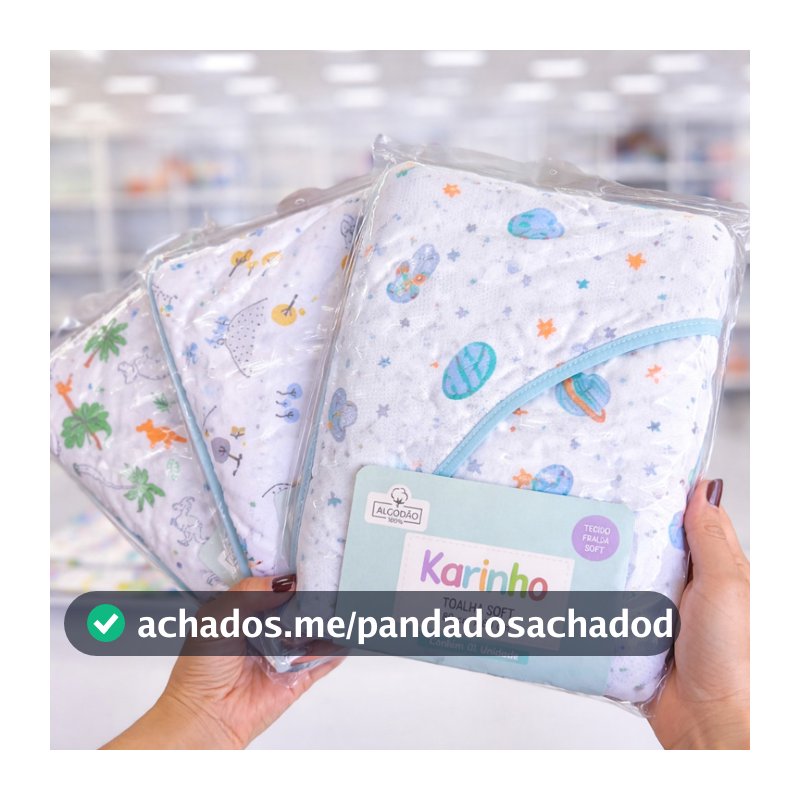 Kit 3 Toalhas de Banho Soft com Capuz para Bebê 100% Algodão 80x80cm Alta Absorção Macias Infantil
