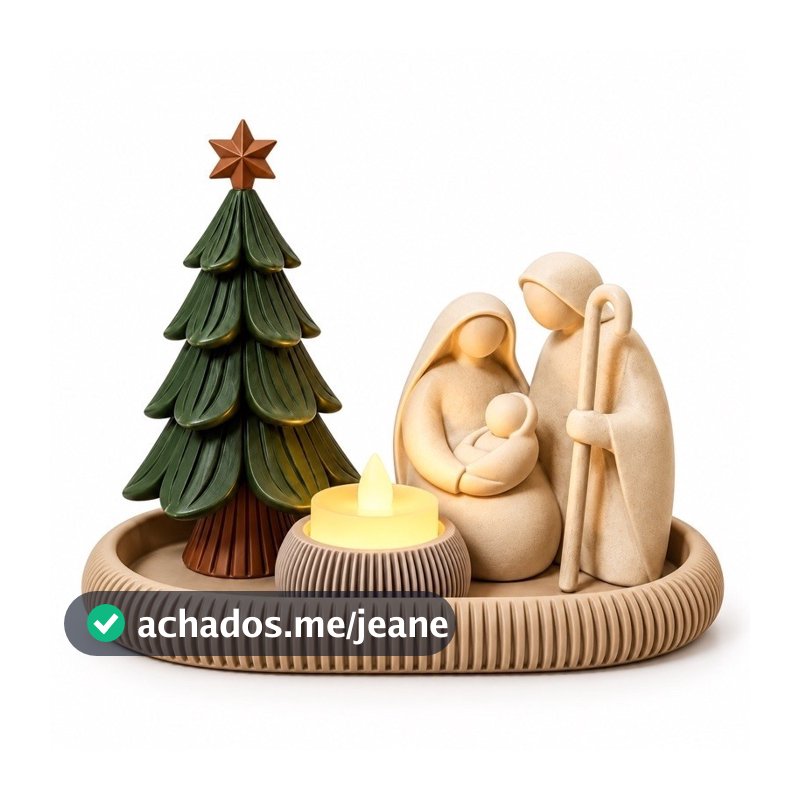 Decoração de Natal Minimalista com Bandeja e Vela Decorativa | Sagrada Família Decoração Religiosa para Casa