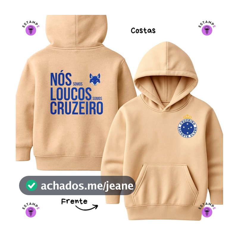 Moletom Canguru Infantil Time Cruzeiro Raposa Blusa De Frio Agasalho Nós Somos Cruzeiro Casaco Unissex Menino Menina