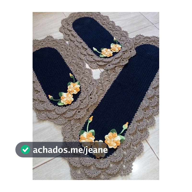 Jogo de Cozinha 3 Peças Crochê Casa & Decoração
