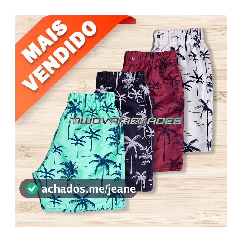 COQUEIRO COLORIDOS KIT 3 Bermudas Infantil - Short Praia menino - TODOS TAMANHOS - CORES SORTIDAS