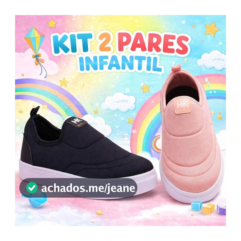 Combo 2 Tênis Infantil Casual Slip On Leve e Confortável Sem Cadarço – Ref 044