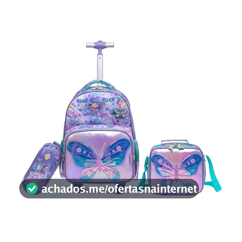 Kit Mochila Escolar Borboleta Feminino Resistente