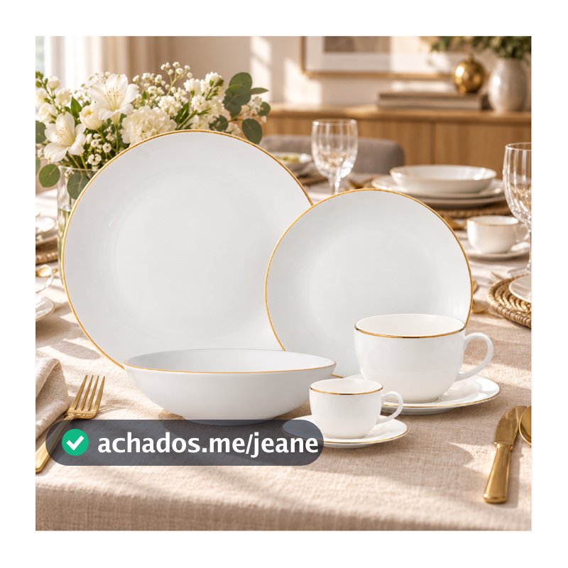 APARELHO DE JANTAR CHÁ E CAFÉ LEGACY GOLD  42 Peças L’HERMitage Com Fio De Ouro DOURADO Luxo