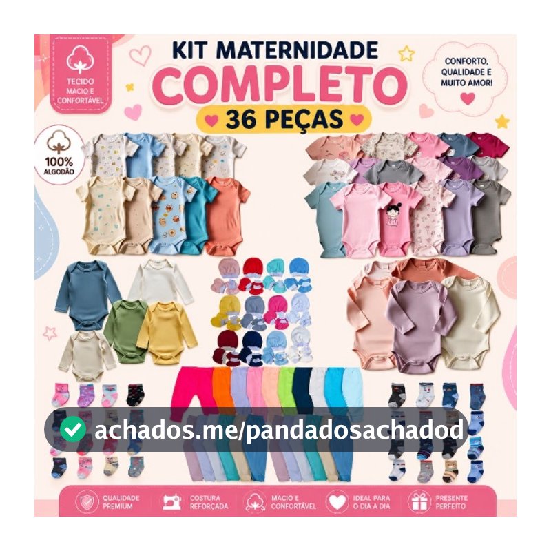 Kit 36 peças Roupas de bebe enxoval maternidade Menino ou Menina Body + Mijão /Calça