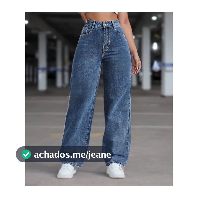Calça Jeans Feminina Wide Leg pantalona Cintura Alta Tecido