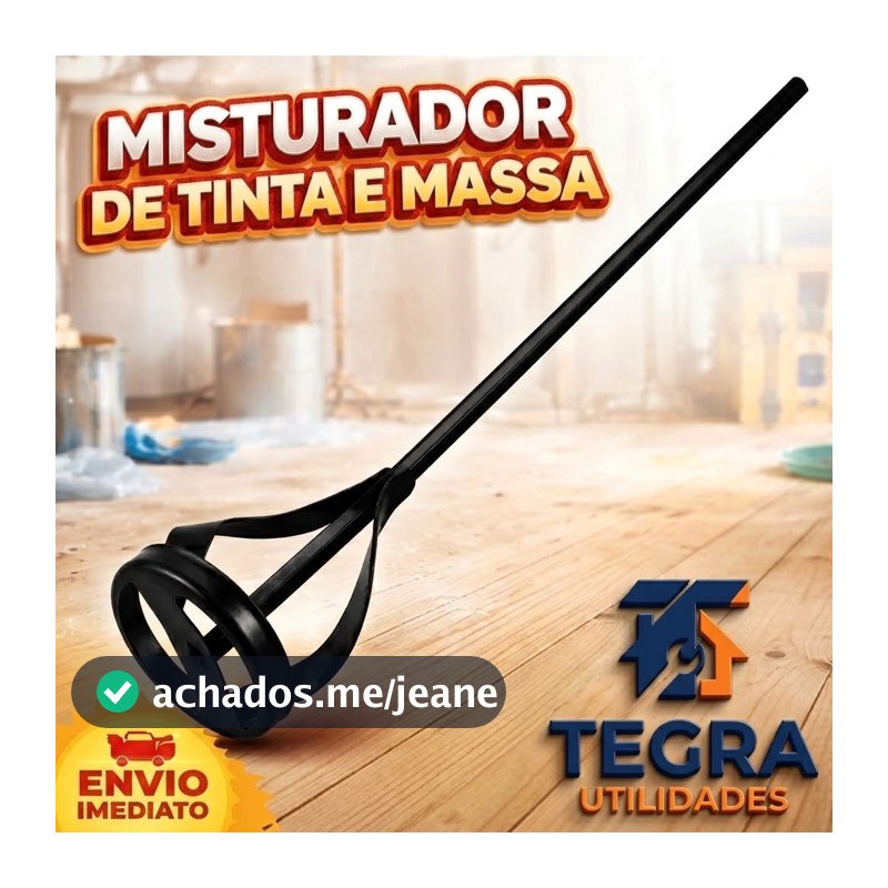 Misturador De Tinta E Massa Para Furadeira 52cm Aço Preto