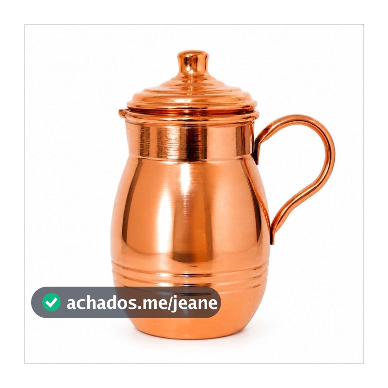Jarra de Cobre Puro 800ml Multiuso Moringa Bule Ayurveda