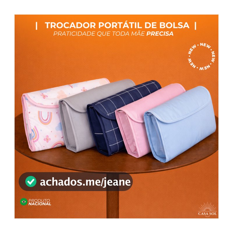 TROCADOR DE BOLSA | TROCADOR PORTÁTIL | ACOLCHOADO |DOBRÁVEL |COM BOLSO | ESTAMPAS E LISOS