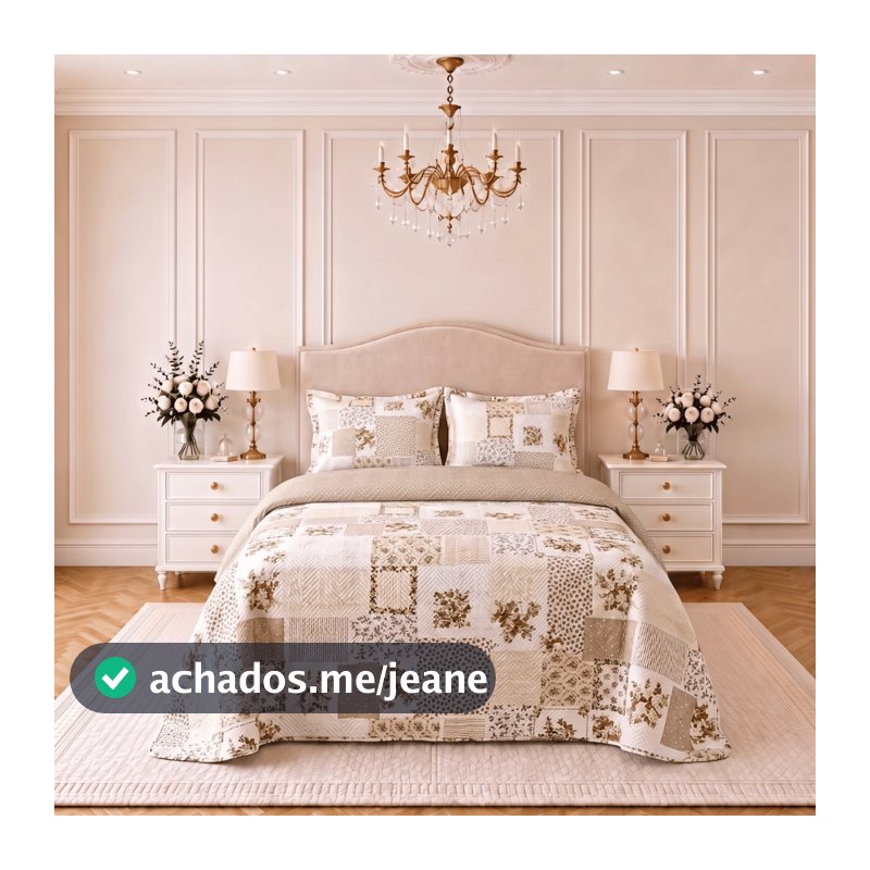 Kit Colcha Cobre Leito Casal Queen King Estampada Dupla Face Floral Matelado 3 Peças Boutis Cacintex