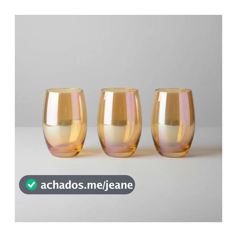 Kit 3 ou 6 Copos de Vidro Âmbar Califórnia 475ml para Água, Suco e Bebidas