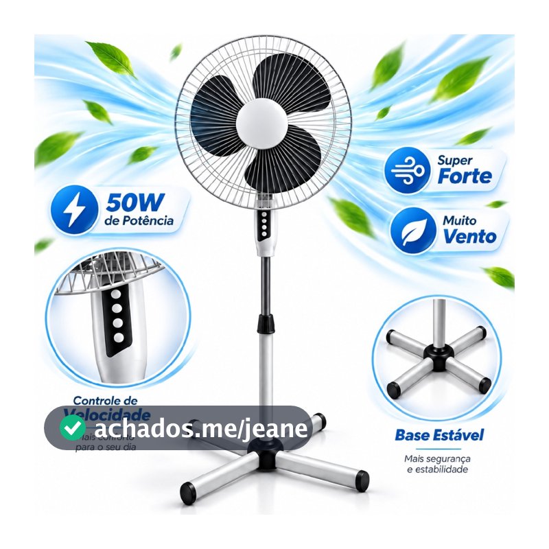 Ventilador De Coluna Pedestal De Chão Turbo Vento Forte 3 Oscilante Velocidades Silencioso 50W Ajuste Altura 110v/220v