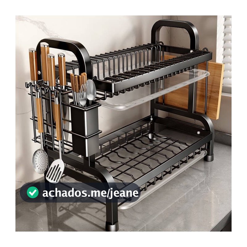 Escorredor Kitchen Rack Aço Inoxidável Organizador Louça Preto Pia Kitchen Rack 53cm Aço Ino
