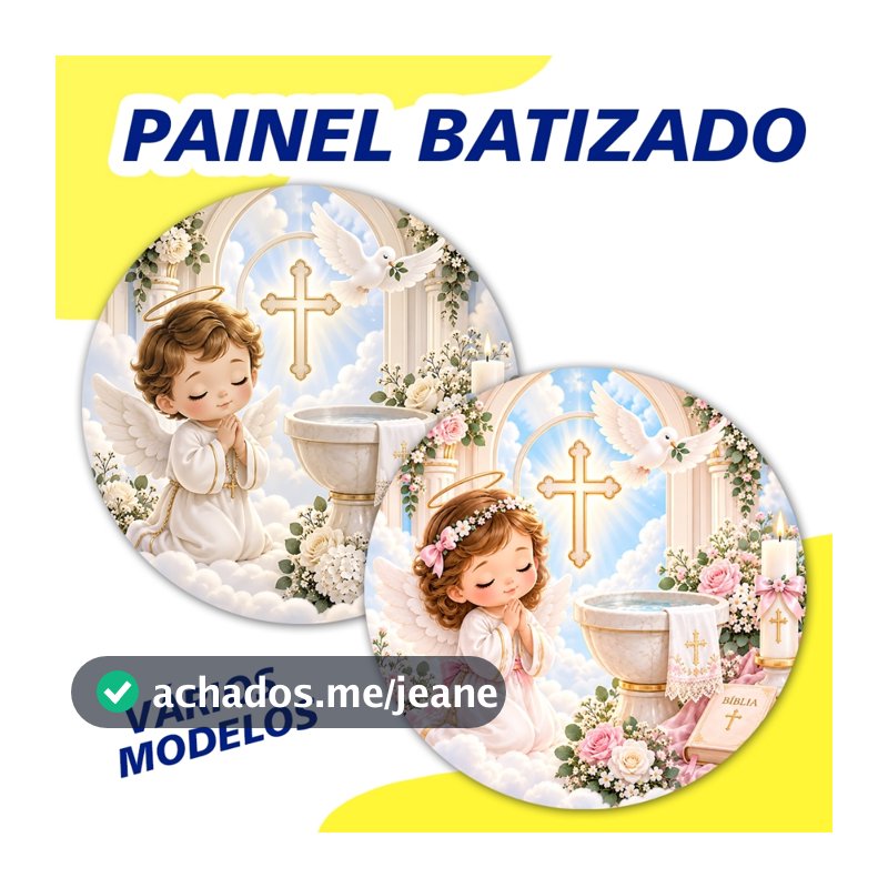 Painel de festa Anjinho, batizado , painel redondo, painel de festa,1,50 ou 50x50cm tecido sublimado