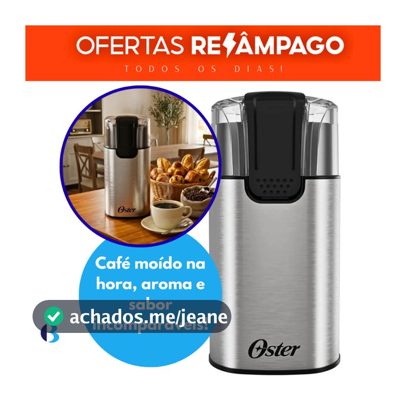 Moedor De Café Elétrico Em Inox Compacto Oster 150W 127V 60g – Prepare Café Fresco E Moído Na Hora!