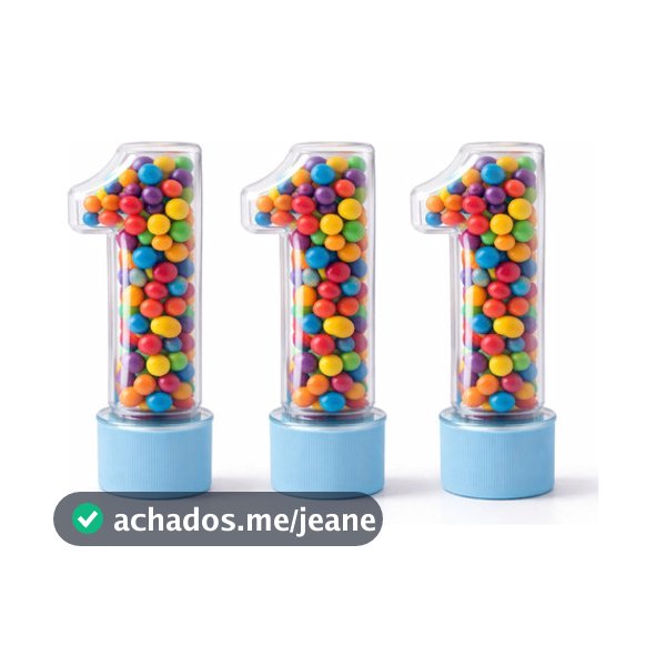 Kit 20 Tubetes Número 1 Acrílico Transparente Lembrancinha Festa Infantil Aniversário 1 Ano Decoração Personalizável