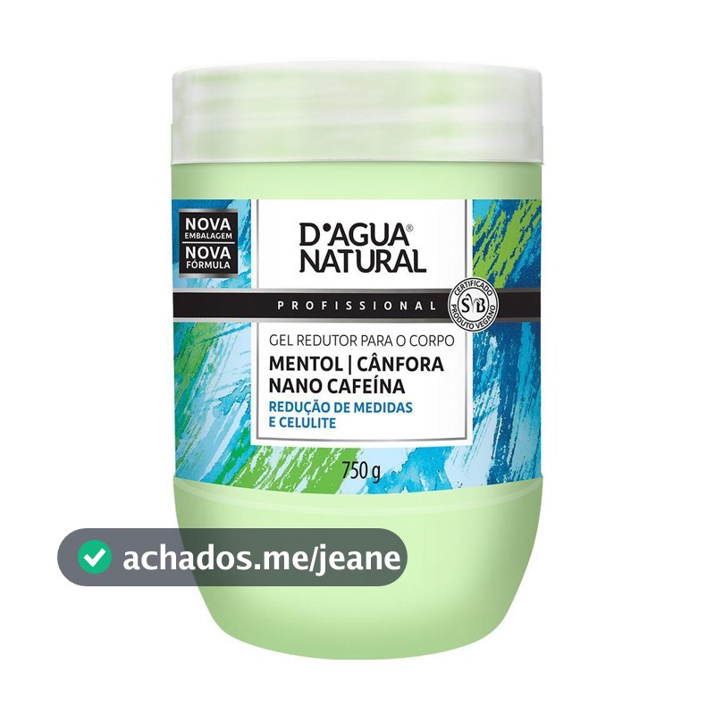 Gel Redutor Dagua Natural Mentol Cânfora Cafeína 750g Redução de Medidas e Gordura Localizada