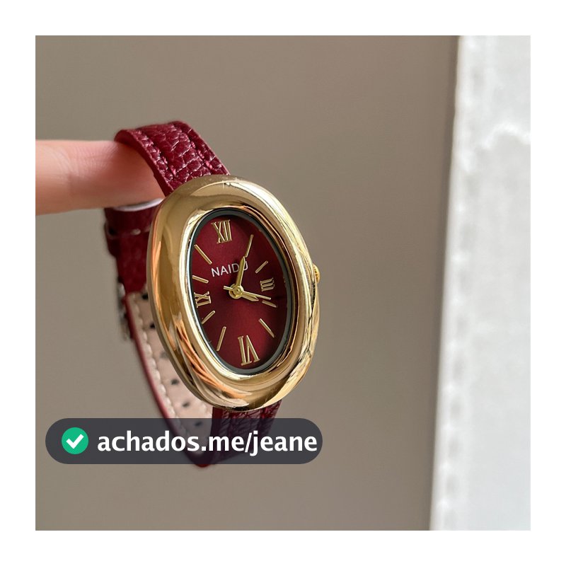 Relógio De Quartzo Dourado Elegante E Sofisticado Em Formato Oval Para Mulheres .