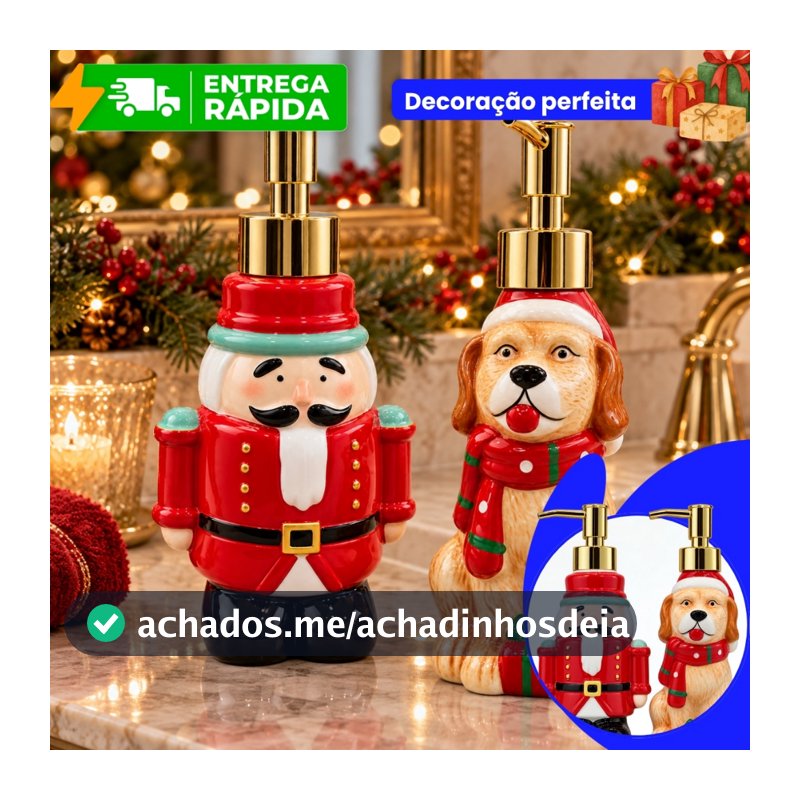 Dispenser Sabonete Líquido Natalino Cerâmica 230ml Decoração Banheiro Presente Diversos Modelos