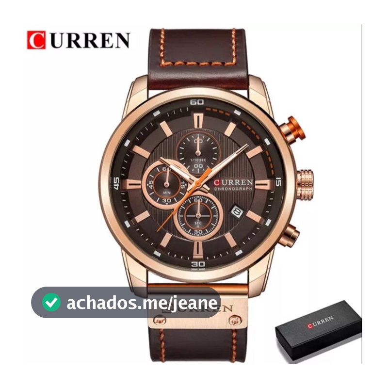 Relógio De Pulso Curren 8291 Masculino Pulseira de Couro Luxo