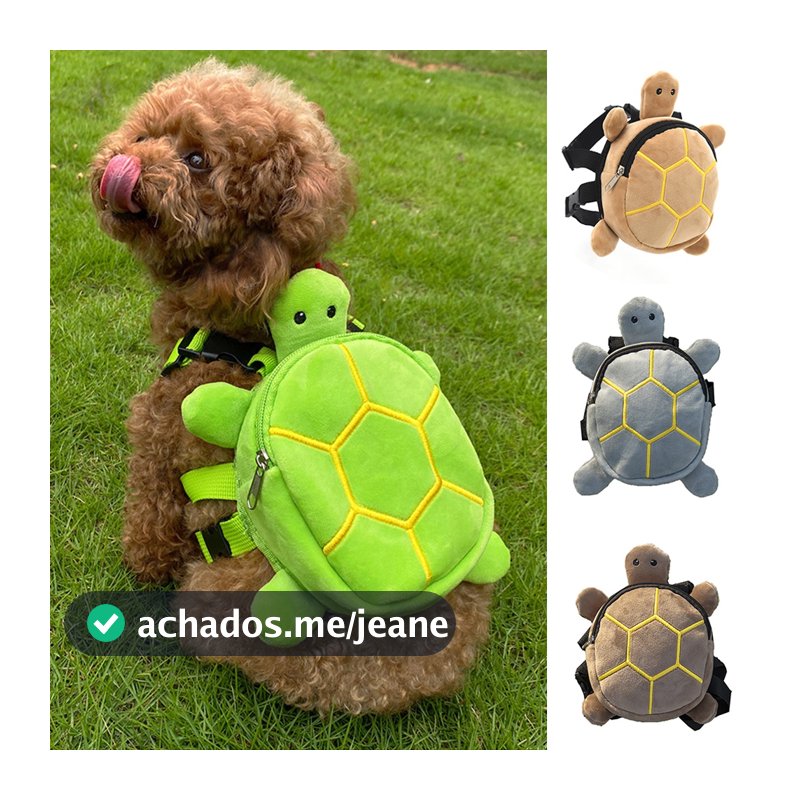Mochila De Pelúcia Com Zíper Para Animais De Estimação Sacos Escolares Cachorros Em Forma De Tartaruga Snack De Cachorro Fofo De Grande Capacidade Portátil