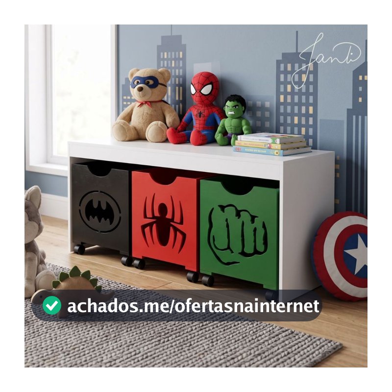 Bancada Infantil 3 Gavetas Herois Com Rodas