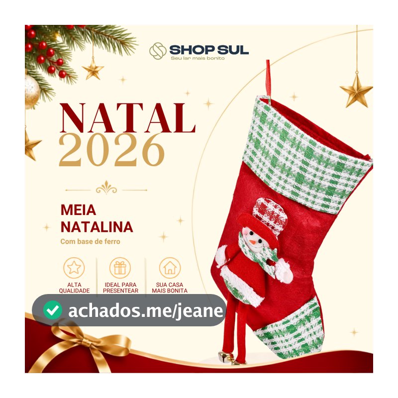 Meia Natalina Decorativa para Árvore, Lareira e Decoração de Natal Diversos Modelos