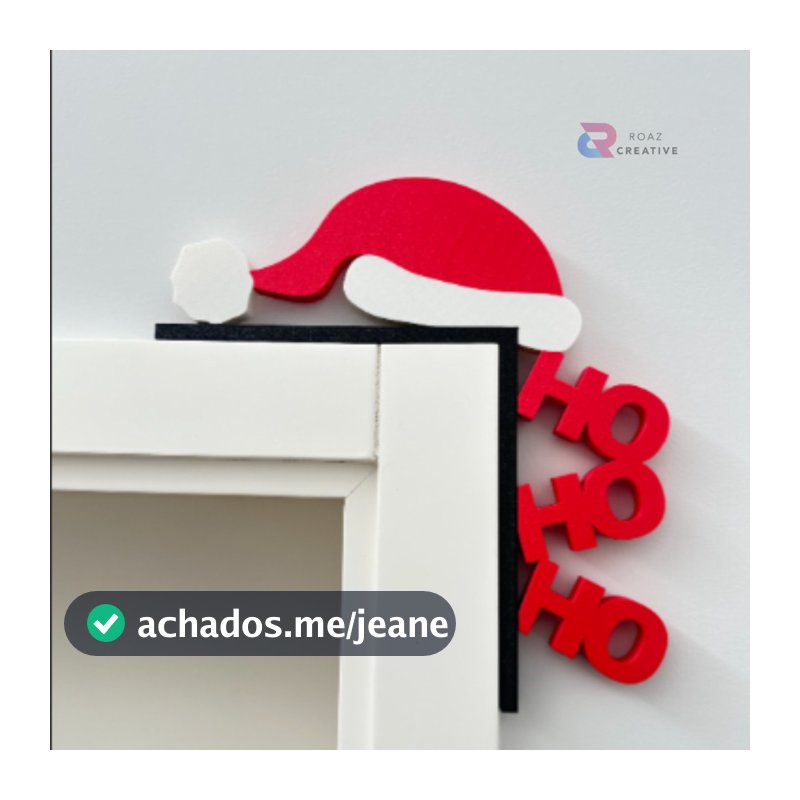 Decoração De Natal Canto de Porta HoHoHo Gorro do Papai Noel Resistente Dupla Face Sem Furos