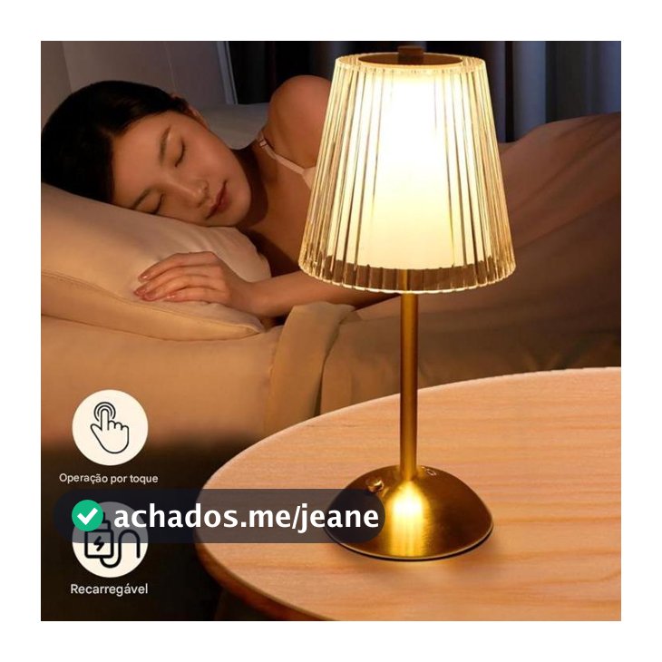 Luminária Abajur Metal Led Recarregável de Mesa 3 Tons Iluminação Quente Frio Neutro