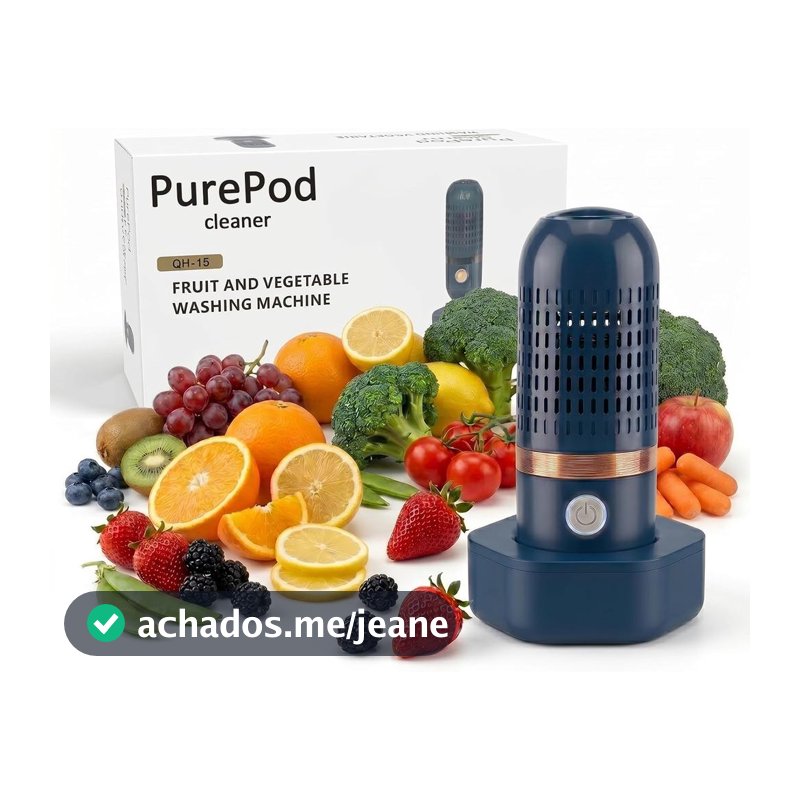 Pure Pod Limpador de Vegetais - Dispositivo de Lavagem de Frutas e Produtos Agrícolas Sem Fio e Recarregável com Tecnolo