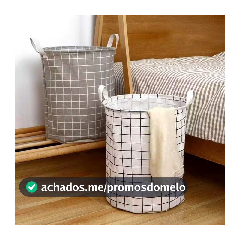 Cesto Organizador Dobravel Multiuso Linho Dobrável À Prova D'água Redondo PREMIUM RESISTENTE