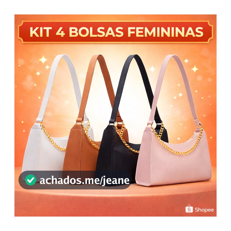 KIT BOLSAS FEMININAS 4 BAGUETES LISAS PEQUENAS CORRENTES DE OMBRO E DE MÃO PEQUENAS MEIA LUA CORES!!