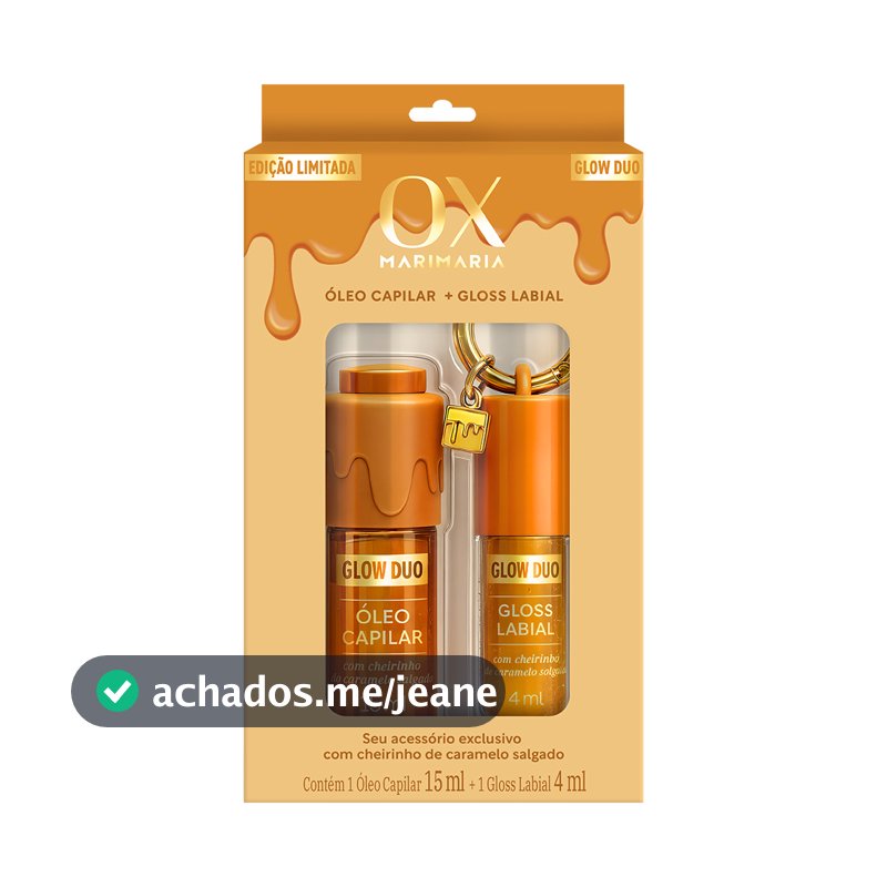 Kit Ox Glow Duo Caramelo Salgado Mari Maria - Óleo Capilar 15ml + Gloss Labial 4ml