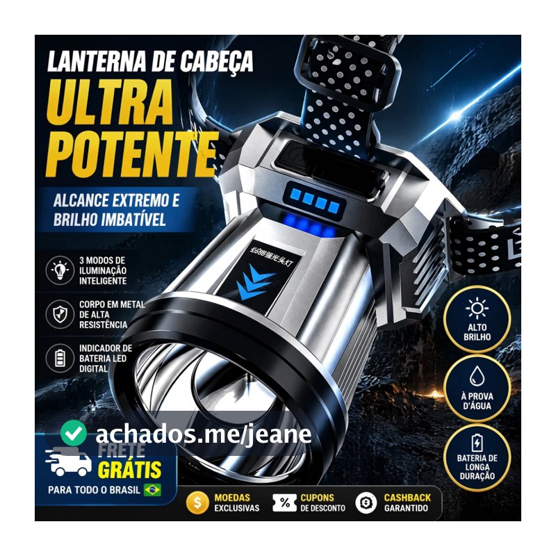 Lanterna Cabeça 1 led com 3 modos Faróis giratórios Super Potente Recarregável De Alta Potência