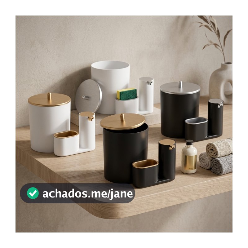 Kit Lixeira Cozinha 5L E Dispenser Porta Detergente Luxo