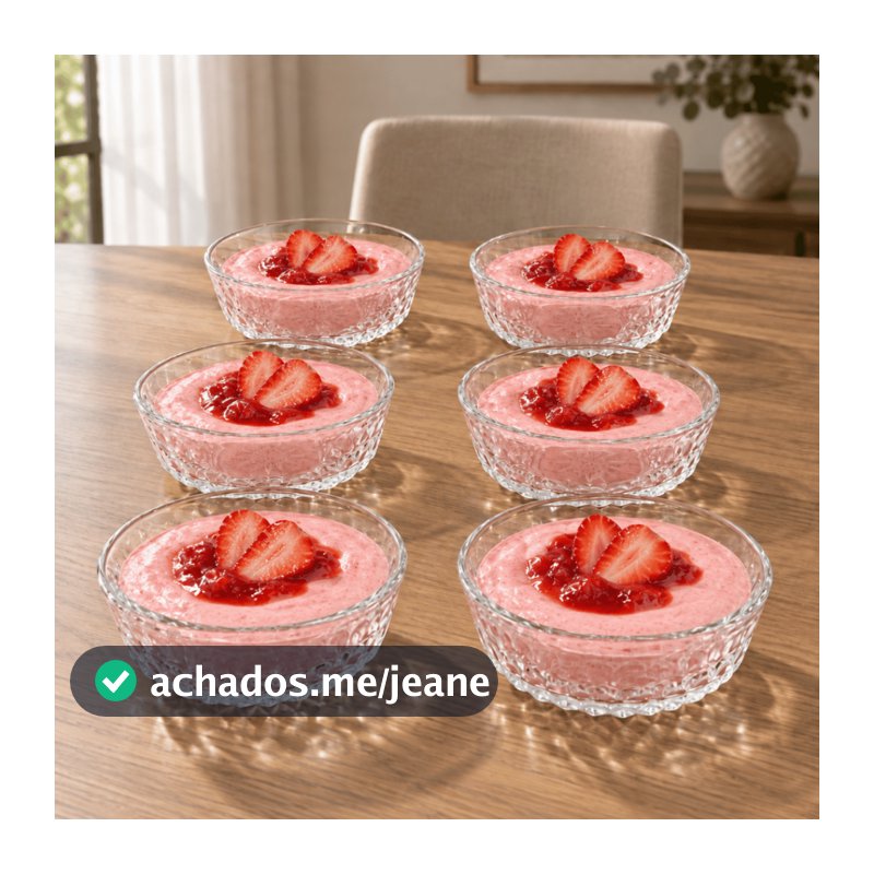 Jogo 6 Taças Sobremesa FORJADO BASE Vidro Tigela Bowl Sorvete Doces Vidro Decoração Cozinha Louça