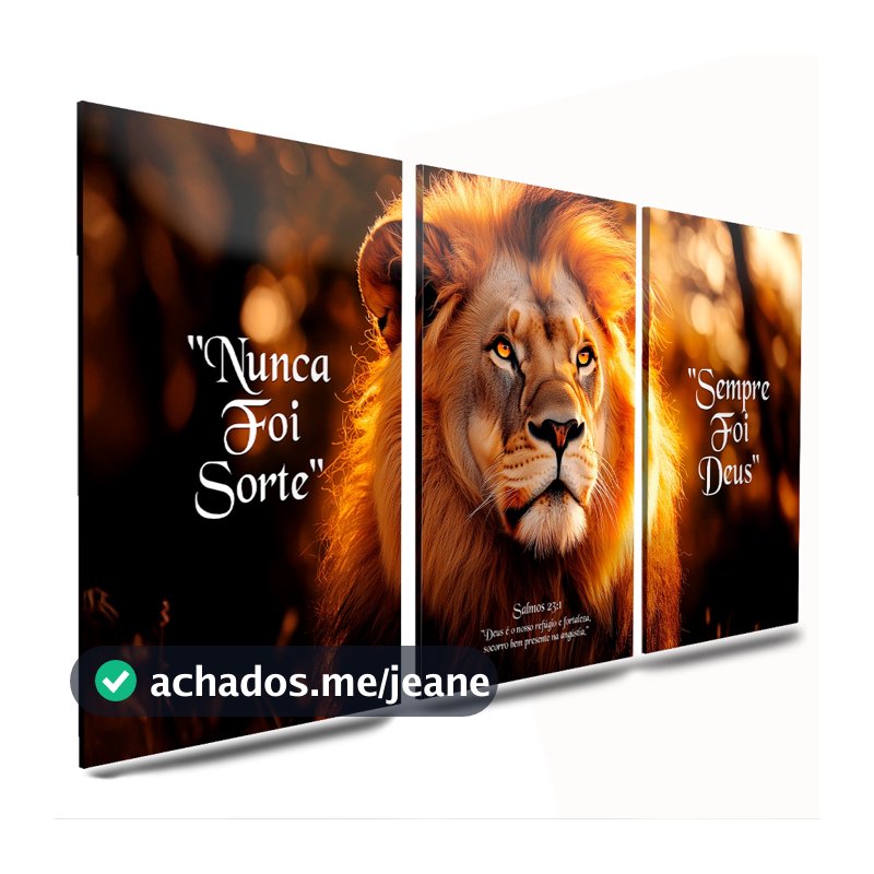 quadros decorativos 3 peças mdf leao frases quarto sala escritorio