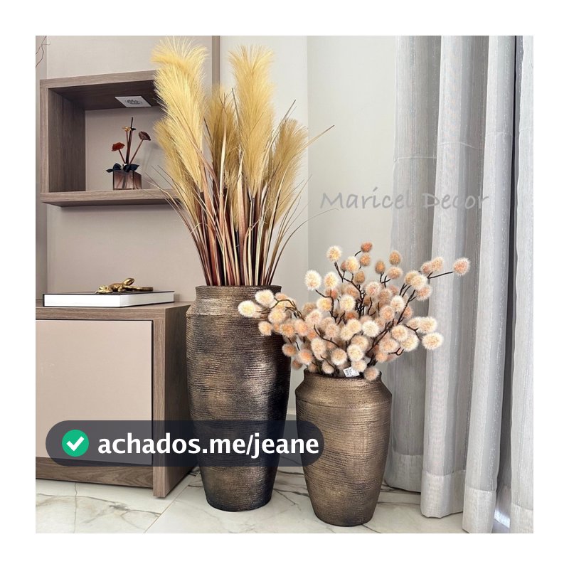 Kit Jogo 2 Vasos para plantas Decorativo Coluna Egipcio Texturizado Metalico Prime Luxo Moderno Sala Jardim Polietileno