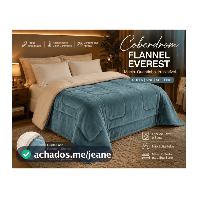 Coberdrom Everest Flannel Dupla Face Super Macio – Queen, King ou Solteiro
