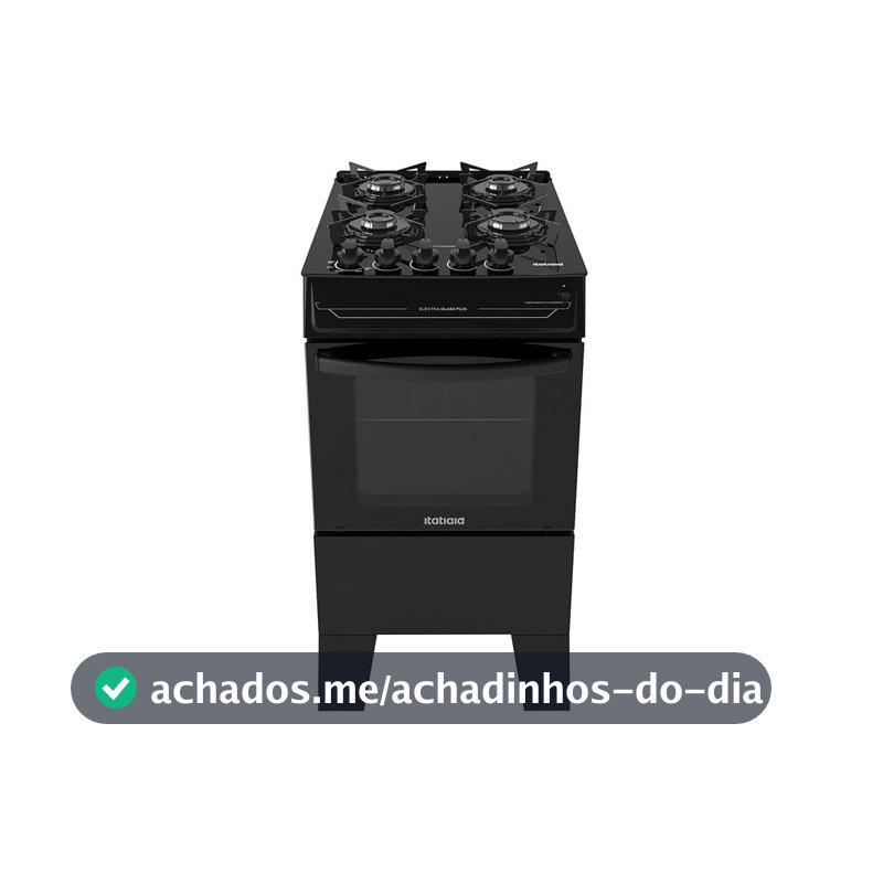 Fogão Itatiaia 4 Bocas Electra Glass Plus Preto Bivolt
