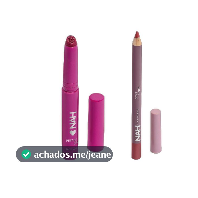 Combo By Nah Cardoso: Gloss Labial Roxo Berry Mousse 2,4ml + Lápis Contorno Labial Rosa Bold 1,1g