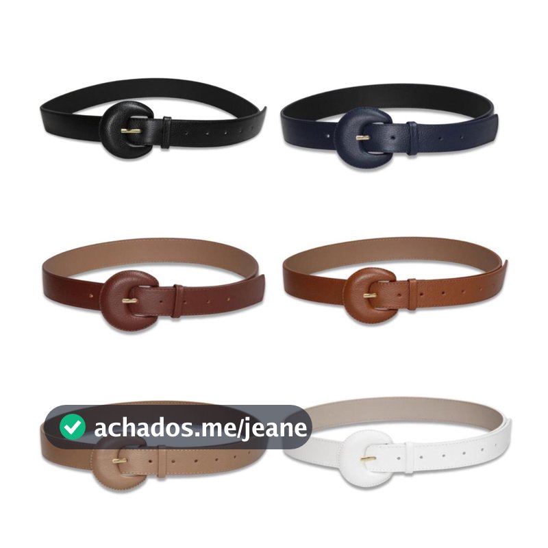Cinto Feminino COURO LEGÍTIMO Fivela Encapada Meia Lua