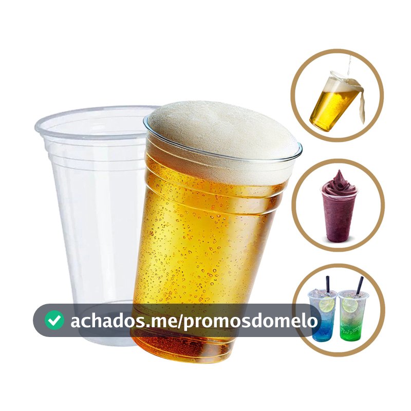 Copo Descartável PP 700ml Transparente Chopp e Drinks c/100 un