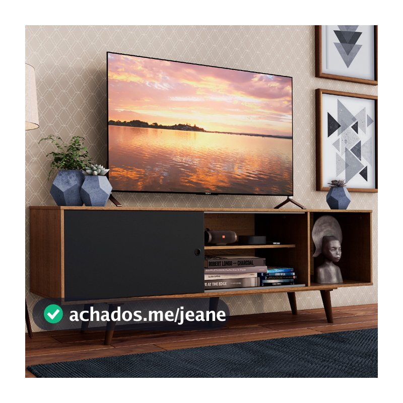 Rack para TV até 65 Polegadas com Pés Rustic/Preto Dubai Madesa