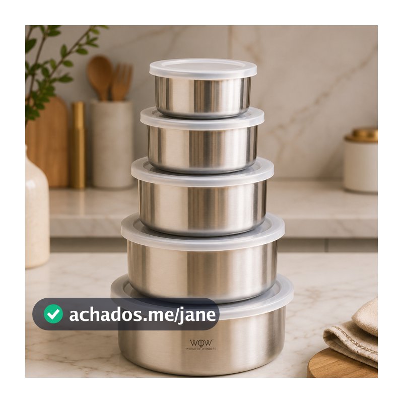 Potes De Inox Conjunto Multiuso 5 Andares Com Tampa