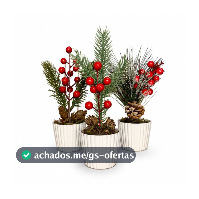 Kit 3 Enfeites De Natal Arranjos Natalinos Vasos Decoração