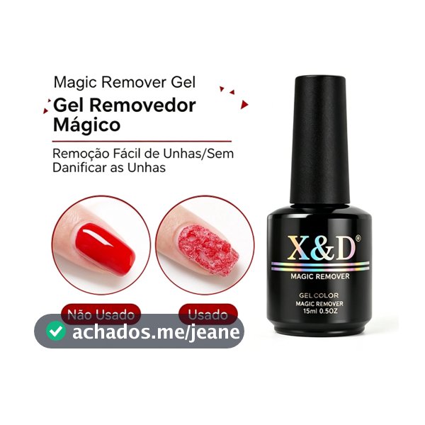 Removedor Mágico de Esmalte em Gel X&D 15ml - Fórmula Suave, Sem Secar as Unhas