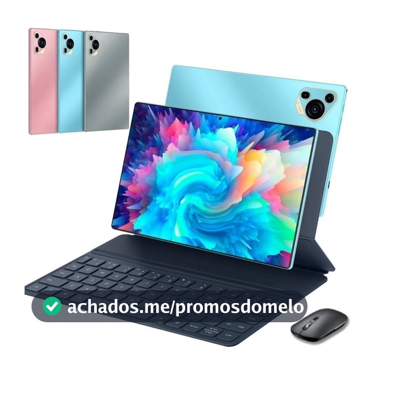 Tablet 128GB Memoria + 6GB RAM Android 13 com tela IPS de 10,1 polegadas e capa de couro com teclado